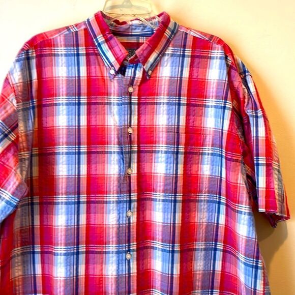 Jos. A Bank  Plaid Short Sleeve Button Down Shirt Men's XL - Picture 2 of 4